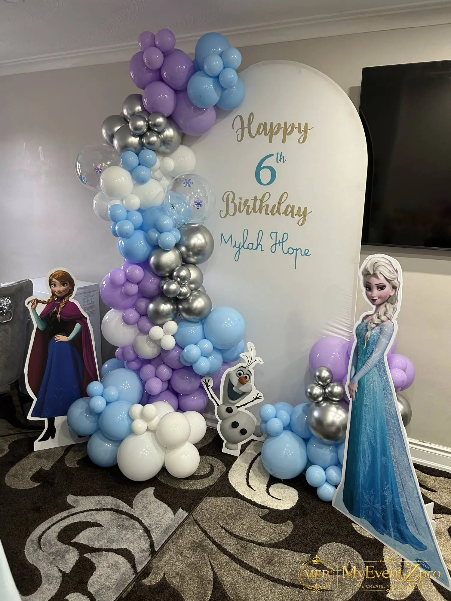 Frozen Theme Birthday Balloon Backdrop Arch